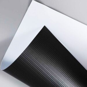 LONA FRONTLIT 300 G/M2, BRANCO FOSCO, VERSO PRETO, COM TECIDO1000X1000, 9X9  EM ROLO DE 3,20X50M