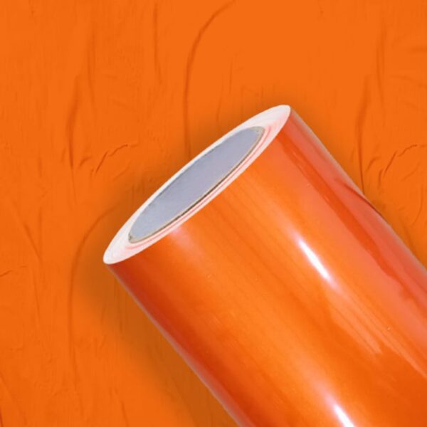 VINIL REFLETIVO RECORTE PET LARANJA COM FILME 100 MICRONS E LINER 100G EM ROLO DE 1,24X45,7M