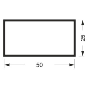 TUBO RETANGULAR 25X50MM #1,00MM - PRETO