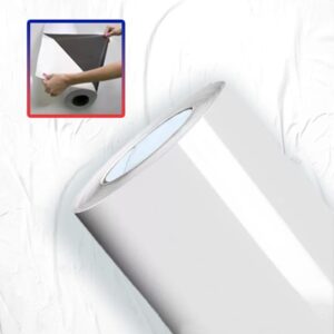 VINIL AUTO ADESIVO COM FILME BRANCO BRILHO 80 MICRONS, COLA PRETA E LINER 120 GSM/M2 ROLO 1,52X50M