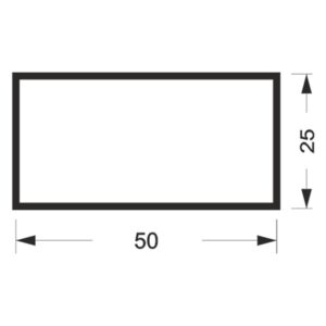 TUBO RETANGULAR 25X50MM #1,00MM - BRANCO
