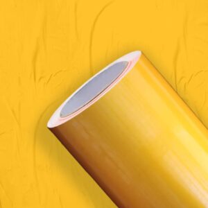 VINIL REFLETIVO RECORTE PET AMARELO COM FILME 100 MICRONS E LINER 100G EM ROLO DE 1,24X45,7M